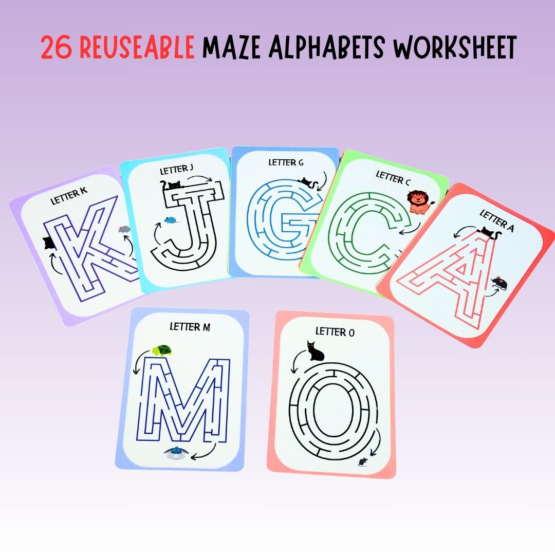 Reusable Maze Alphabets Worksheets - Little Learners World
