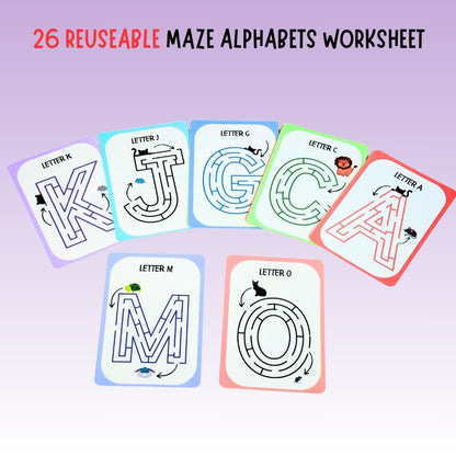 Reusable Maze Alphabets Worksheets - Little Learners World