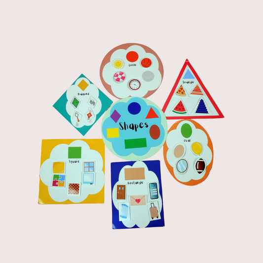 Shapes Learning Ring Binder & 2D Shapes Tracing Flash Cards Set - Little Learners World