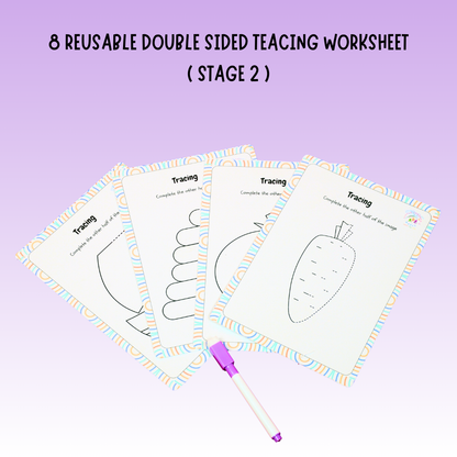 Reusable Double Sided Tracing Worksheet ( Stage 2 ) - Little Learners World