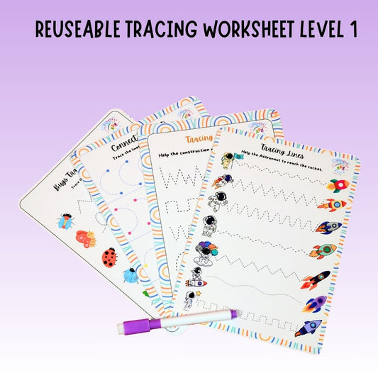 Reusable Tracing Worksheet ( Stage 1 ) - Little Learners World