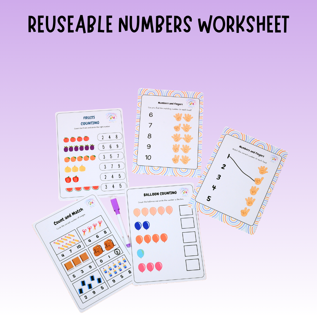 Reusable Numbers Worksheet - Little Learners World