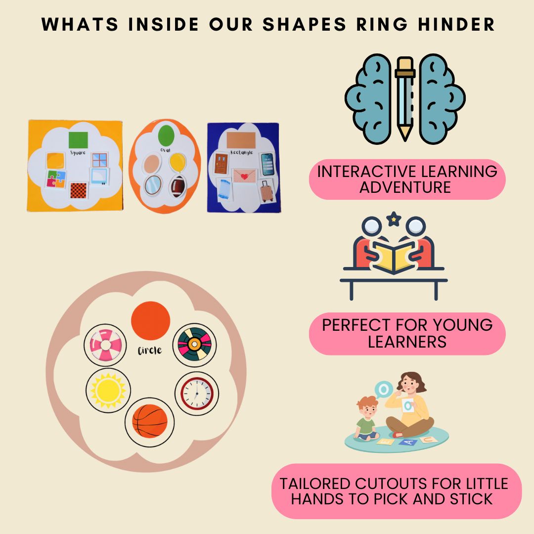 Shapes Learning Ring Binder & 2D Shapes Tracing Flash Cards Set - Little Learners World
