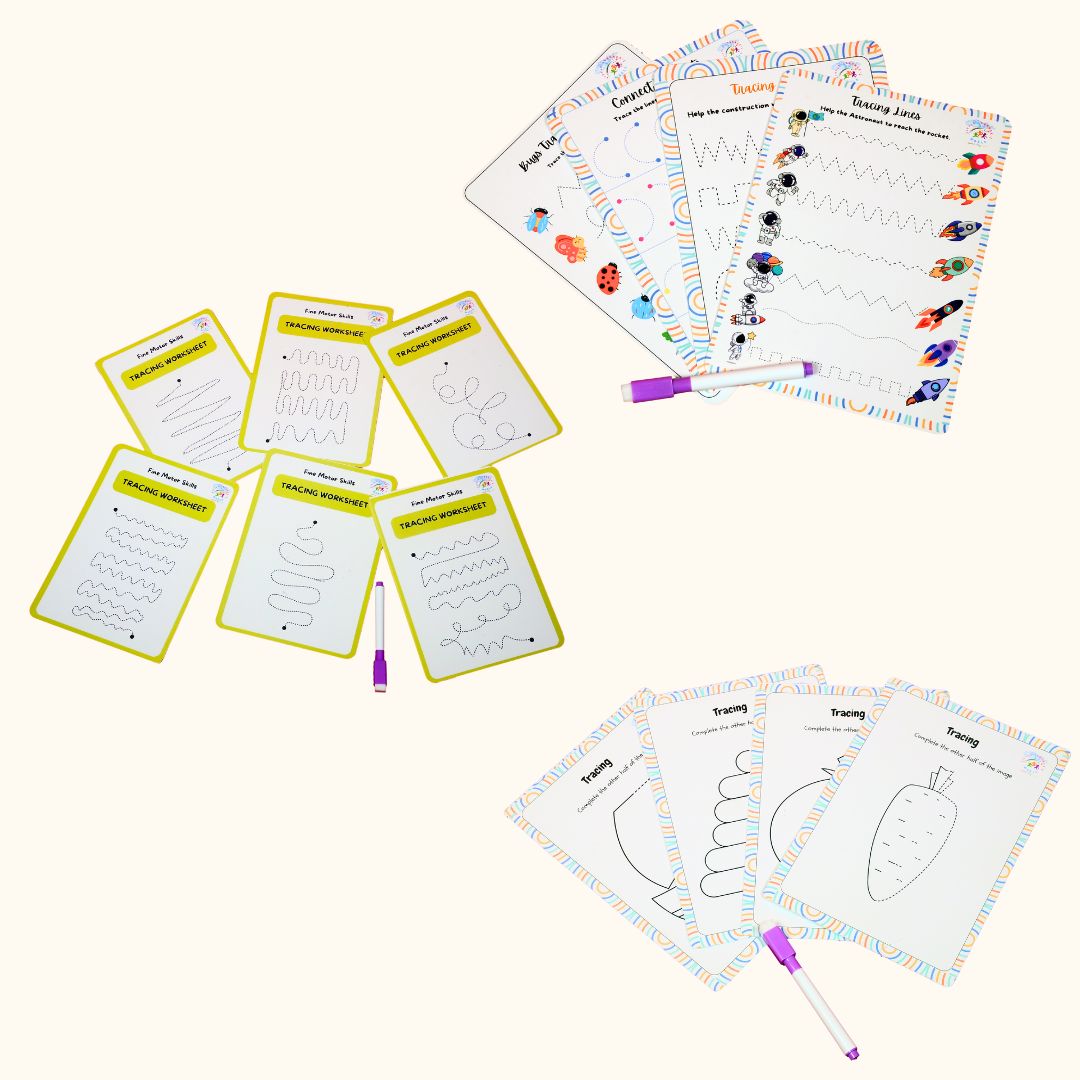 Combo Pre - Writing Tracing Worksheet  Level 1 , Level 2 and Level 3 - Little Learners World